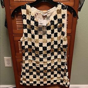 P.A.R.O.S.H Sequin Checkered Sleeveless Top. NWT